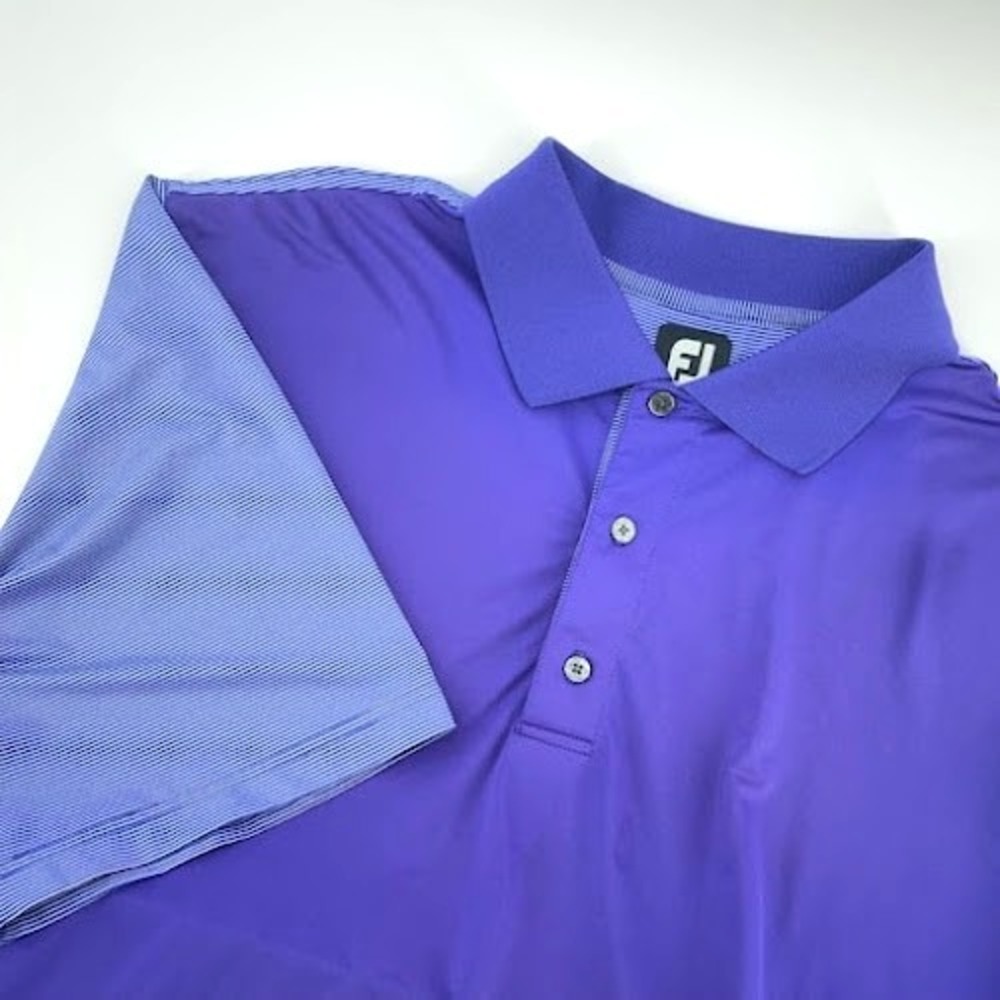 FootJoy Golf Polo Shirt Mens XL Purple Stripe Performance Athletic Golfing